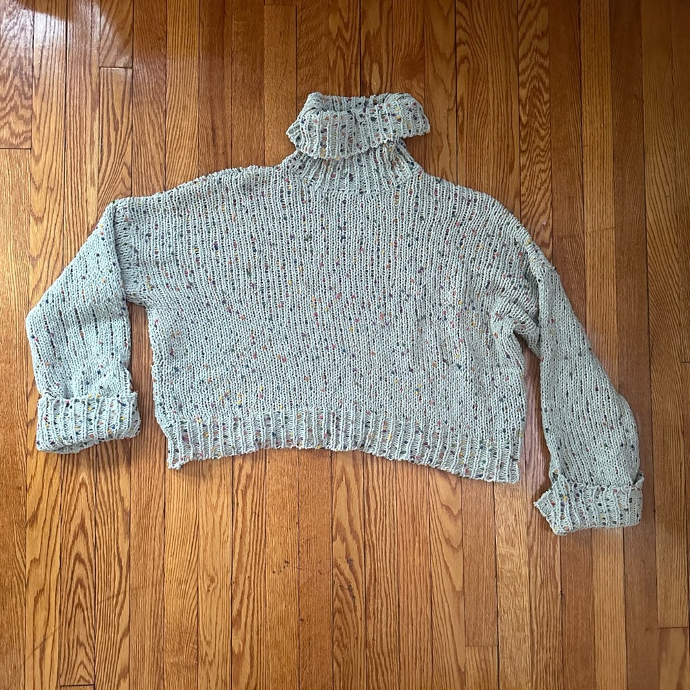 POL Tan Chunky Knit Turtleneck Sweater
